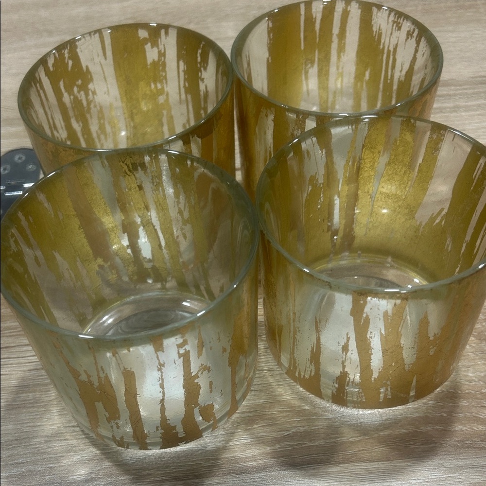 Vietri rufalo Gold Accent Glass Votive Candle Holders - Set of 4